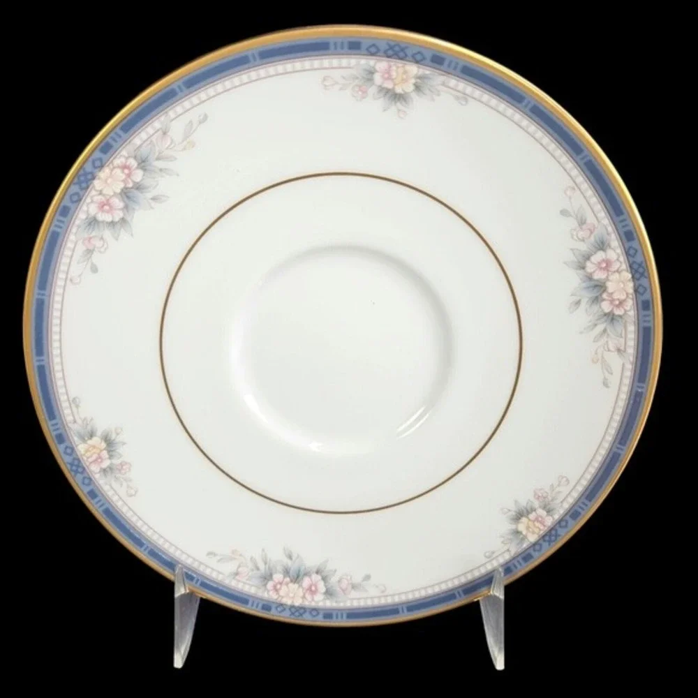 Noritake Ontario Saucers Set of 6 Blue Band Pink‎ Flowers 3763 Replacement